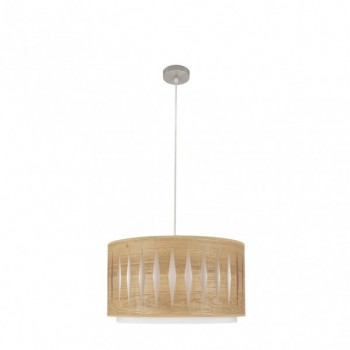 Distribuidor - Lâmpadas Diversas | Colgantes Moderno | COLGANTE ALEXANDRA 1XE27 NIQUEL/MADERA CLARA REGX40X40 CM Ref: 177894085